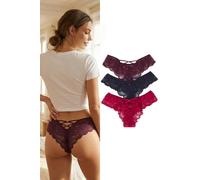 WOVCOR Women's 3 Pack Lace Cross Strap Back Brazilian Briefs | Size: Small WOVCOR Multicolor S