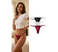 WOVCOR Women's 3 Pack Lace Strappy Thong Briefs with Bow Detail | Size: Large WOVCOR Multicolor L
