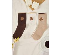 WOVCOR Women's 3 Pack Teddy Bear Jacquard Cotton Knit Socks WOVCOR Multicolor One Size