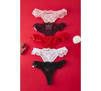 WOVCOR Women's 5 Pack Lace Frill Trim Mesh Brazilian Briefs Set | Size: Large WOVCOR Multicolor L