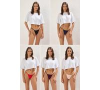 WOVCOR Women's 5 Pack Plain Adjustable Strap Thong Briefs Set | Size: XL WOVCOR Multicolor XL