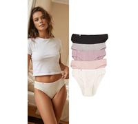 WOVCOR Women's 5 Pack Ribbed Cotton Knitted Bikini Briefs | Size: Large WOVCOR Multicolor L