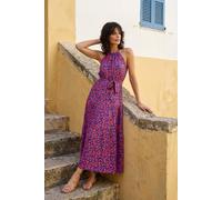 WOVCOR Women's Abstract Halterneck Tie Waist Maxi Holiday Dress | Size: 10 WOVCOR Multicolor 10