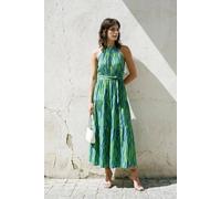 WOVCOR Women's Abstract Halterneck Tiered Maxi Summer Dress | Size: 8 WOVCOR Multicolor 8