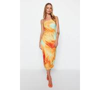 WOVCOR Women's Abstract One Shoulder Midi Occasion Dress | Size: Medium WOVCOR Multicolor M
