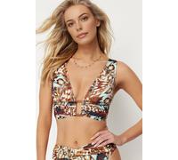 WOVCOR Women's Abstract Print Cut Out Triangle Bikini Top | Size: 8 WOVCOR Multicolor 8