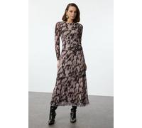 WOVCOR Women's Abstract Print Mesh Maxi Dress with Draped Waist Detail | Size: XL WOVCOR Multicolor XL