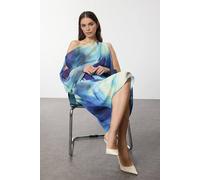 WOVCOR Women's Abstract Print One Shoulder Midi Dress with Contour Fit | Size: 10 WOVCOR Multicolor 10