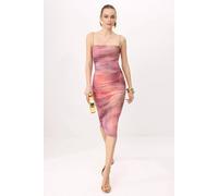 WOVCOR Women's Abstract Ruched Strappy Midi Occasion Dress | Size: 8 WOVCOR Multicolor 8