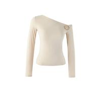 WOVCOR Women's Asymmetric Collar Knit Blouse with Accessory Detail in Stone | Size: XS WOVCOR Stone XS