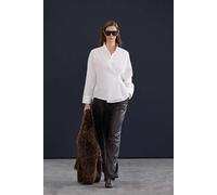 WOVCOR Women's Asymmetric Cotton Poplin Long Sleeve Shirt in White | Size: 14 WOVCOR White 14