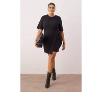 WOVCOR Women's Asymmetric Hem Tailored Mini Playsuit with Short Sleeves in Black | Size: 14 WOVCOR Black 14