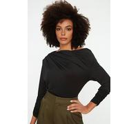WOVCOR Women's Asymmetrical Drape Knit Top With One-Shoulder Collar in Black | Size: Small WOVCOR Black S