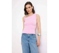 WOVCOR Women's Asymmetrical Tie Shoulder Stretch Knit Top in Pink | Size: Small WOVCOR Pink S