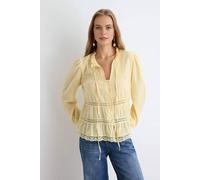 WOVCOR Women's Balloon Sleeve Loose Fit Bohemian Shirt in Yellow | Size: 6 WOVCOR Yellow 6