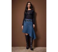 WOVCOR Women's Belted Asymmetrical Midi Denim Skirt in Blue | Size: 10 WOVCOR Blue 10