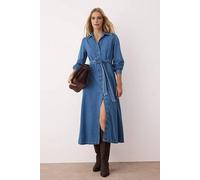 WOVCOR Women's Belted Button-Through Maxi Denim Shirt Dress in Blue | Size: 6 WOVCOR Blue 6
