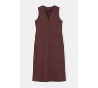 WOVCOR Women's Belted Linen Blend V Neck Midi Shirt Dress in Brown | Size: 12 WOVCOR Brown 12