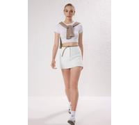 WOVCOR Women's Belted Mini Skort with Seam Detail in White | Size: 6 WOVCOR White 6