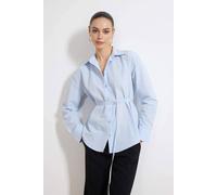 WOVCOR Women's Belted Oversized Collared Long Sleeve Plain Shirt in Light Blue | Size: 12 WOVCOR Light Blue 12