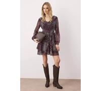 WOVCOR Women's Boho Printed Mini Knit Dress with Ruffle Detail | Size: Small WOVCOR Multicolor S