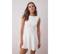 WOVCOR Women's Broderie Anglaise Sleeveless Fit & Flare Mini Dress in Ecru | Size: 12 WOVCOR Ecru 12
