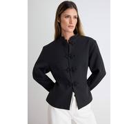 WOVCOR Women's Button Detail Fitted Blazer Jacket in Black | Size: 8 WOVCOR Black 8