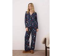 WOVCOR Women's Christmas Print 2-Piece Cotton Pyjama Set in Navy | Size: Small WOVCOR Navy S