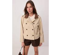 WOVCOR Women's Collar Detail Denim Trench Coat Jacket | Size: XL WOVCOR Multicolor XL