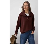 WOVCOR Women's Collared Button-Up Fleece Sweatshirt in Brown | Size: XL WOVCOR Brown XL
