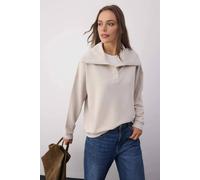 WOVCOR Women's Collared Button-Up Fleece Sweatshirt in Stone | Size: XL WOVCOR Stone XL