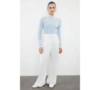 WOVCOR Women's Colour Block Rib-Knit Long Sleeve Sweater in Light Blue | Size: Medium WOVCOR Light Blue M