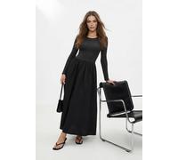 WOVCOR Women's Contrast Panel Long Sleeve Maxi Dress with Full Skirt in Black | Size: XS WOVCOR Black XS