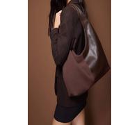 WOVCOR Women's Contrast Panel Oval Hobo Shoulder Bag in Brown WOVCOR Brown One Size