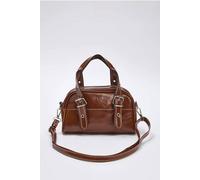 WOVCOR Women's Contrast Stitch Mini Bowling Grab Bag in Brown WOVCOR Brown One Size