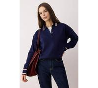 WOVCOR Women's Contrast Trim Polo Collar Knitted Jumper in Navy | Size: Medium WOVCOR Navy M