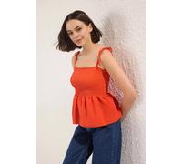 WOVCOR Women's Cotton Poplin Detail Fitted Strappy Knitted Blouse in Red | Size: Small WOVCOR Red S