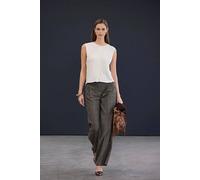 WOVCOR Women's Crew Neck Cashmere Blend Knit Vest with Button Front in Ecru | Size: Medium WOVCOR Ecru M