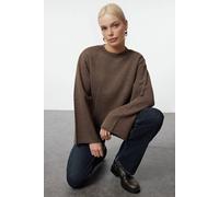WOVCOR Women's Crew Neck Flared Sleeve Knit Sweater in Taupe | Size: Large WOVCOR Taupe L