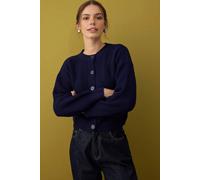 WOVCOR Women's Crew Neck Knit Cardigan in Navy | Size: Large WOVCOR Navy L