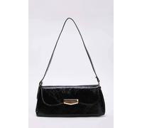 WOVCOR Women's Crinkle Patent Baguette Shoulder Bag with Metal Clasp in Black WOVCOR Black One Size
