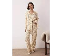 WOVCOR Women's Croissant Print Viscose Woven Long Sleeve Pyjama Set | Size: 8 WOVCOR Multicolor 8