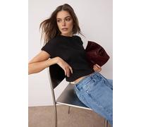 WOVCOR Women's Crop Crew-Neck Knitted Vest in Black | Size: Small WOVCOR Black S