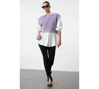 WOVCOR Women's Crop Crew-Neck Knitted Vest in Lilac | Size: Medium WOVCOR Lilac M