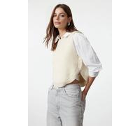 WOVCOR Women's Cropped Button Detail Knit Sweater Vest in Stone | Size: Medium WOVCOR Stone M