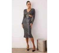 WOVCOR Women's Cut Out Sequin Knit Lined Midi Evening Dress in Dark Grey | Size: 10 WOVCOR Dark Grey 10
