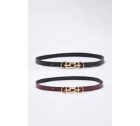 WOVCOR Women's Double Pack Gold Chain Buckle Slim Faux Leather Belt | Size: Small WOVCOR Multicolor S