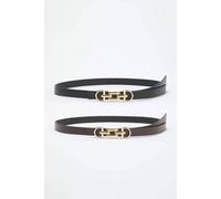 WOVCOR Women's Double Pack Gold Chain Buckle Slim Faux Leather Belt | Size: XL WOVCOR Multicolor XL