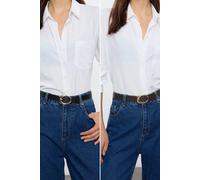 WOVCOR Women's Double Pack Slim Oval Buckle Women's Belt Set | Size: Small WOVCOR Multicolor S