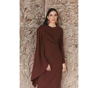 WOVCOR Women's Draped Asymmetric Maxi Occasion Dress in Burgundy | Size: 16 WOVCOR Burgundy 16
